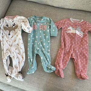 3 Fleece 3Mo Footed Pajamas / Footies